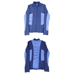 Aveva Womens M Blue Colorblock Ruched Full Zip Activewear Jacket NWT